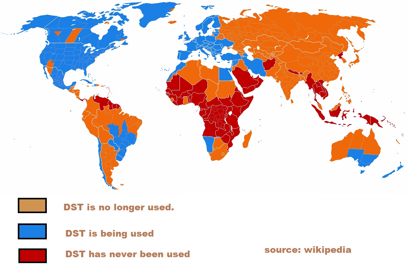 Countries using daylight savings time DST Daylight Saving Time